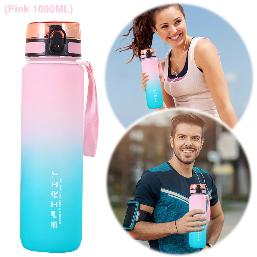 500–1000 ml mattierte Wasserflasche, auslaufsichere Fitness-Sport-Wasserflasche, großes Fassungsverlaufs-Wasserbecher für Fitness, Fitnessstudio, Outdoor Image