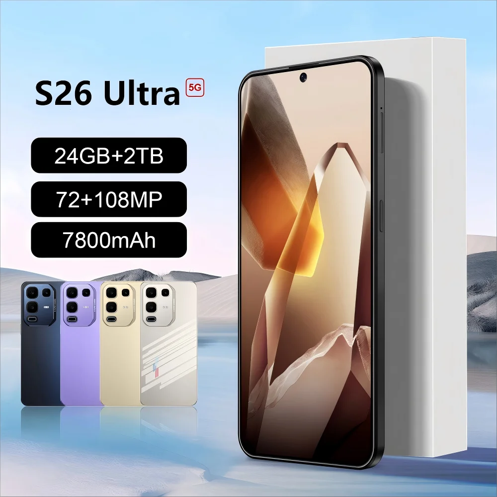Nouveau Smartphone d'origine pour S26 Ultra 5G 7.3HD Snapdragon 8 gen4 double carte Sim 22G + 2 to téléphone portable téléphones mobiles Android débloqués