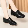 4,5 cm lässig bequem dicker Boden Plattform Keilabsatz Schuhe 2025 Herbst Med Heels weiche Lederschuhe Damen Loafer für Büro Mama