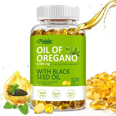 Oregano Oil Softgels 6000mg - Natural Antioxidant and Immune Support, Promotes Gut Health, Digestive Health