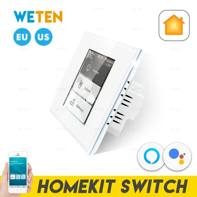 Smart Switch Homekit Wifi Licht Schalter Vorhang Schalter, LCD Screen Touch Panel, mit RGB LED Umgebungs Licht, für Alexa Google Hause