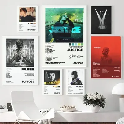 Music Star Justin Bieber Justice Album Cover Track List Canvas Painting Mural Art Photos Gift Room Home Decoration