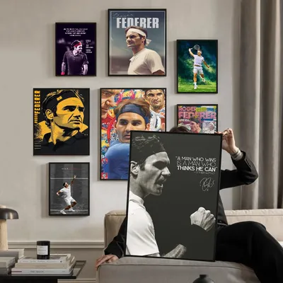 Tennis R-Roger F-Federers Classic Movie Posters Whitepaper Sticker DIY Room Bar Cafe Aesthetic Art Wall Painting
