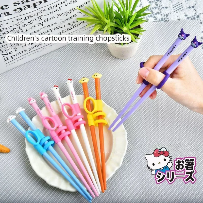 Sanrio My Melody Kuromi Cartoon Kinder Lern-Essstäbchen Zug unterstützte Praxis Kitty Küchenbedarf Geschenke für Kinder Image