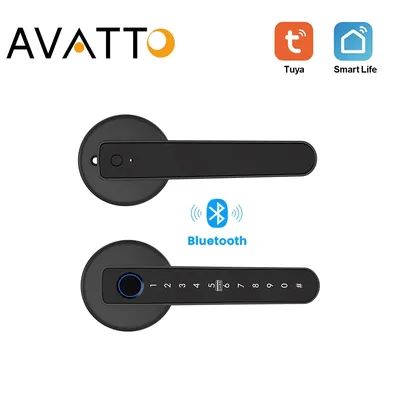 AVATTO Bluetooth Smart Handle Lock, Tuya Fingerabdruck Türschloss Home Security Lock.