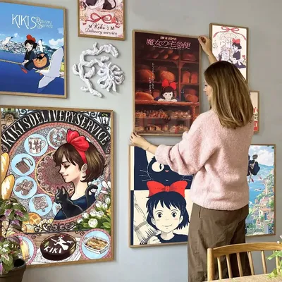 Cartoon K-KiKi D-DeliveryS Service Whitepaper Poster Waterproof Paper Sticker Coffee House Bar Aesthetic Art Wall Painting