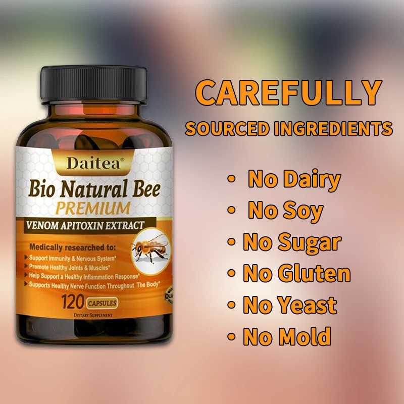 Natural Bee Venom Extract, Relieve Arthritis Pain, Antioxidant, Support Joint Health, Promote Muscle Dietary Supplement