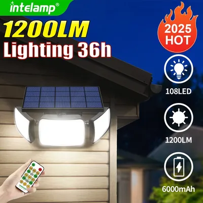 1200LM Solar Licht für Outdoor Solar Lampe Sonnenlicht Motion Sensor Licht Fernbedienung Wasserdicht Garten Straße Wand Hof Lampe