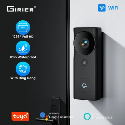 GIRIER Tuya Smart Video Doorbell 3MP WiFi Doorbell Camera with Chime for Home Security Support Night Vision 2-way Audio Intercom