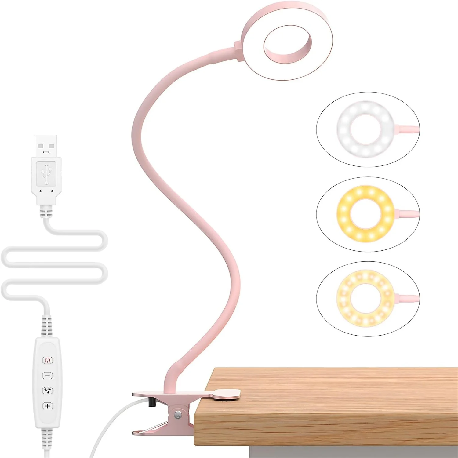 Blanc rose noir lampe de bureau LED livre lumière USB lampe de lecture lumière du jour Portable Flexible facile pince lampe de lecture de nuit