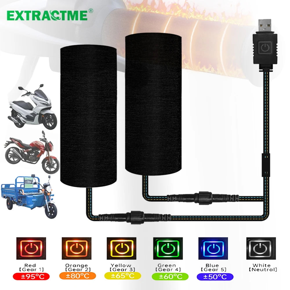 Extractme Motorrad-beheizter Lenker, USB-verstellbar, isolierte Griffe, Lenker für Elektroroller, Fahrrad, Winter, warmes Zubehör Image