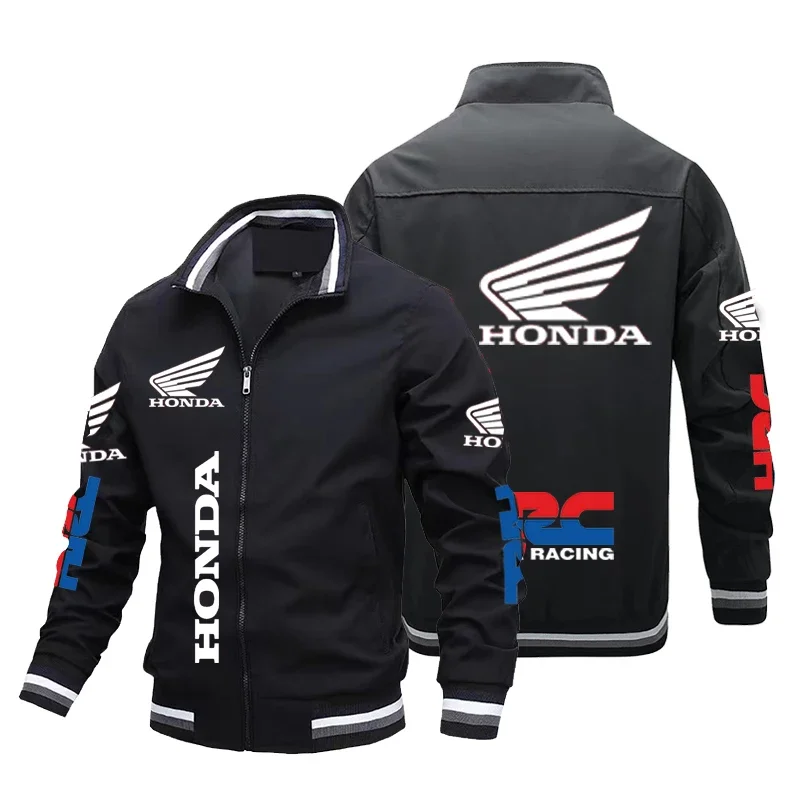 2025 New Honda Motorcycle Men's Jacket Honda Print Bomber Jacket Casual Trendy Baseball Uniform Men's Women's Motorcycle Jacket