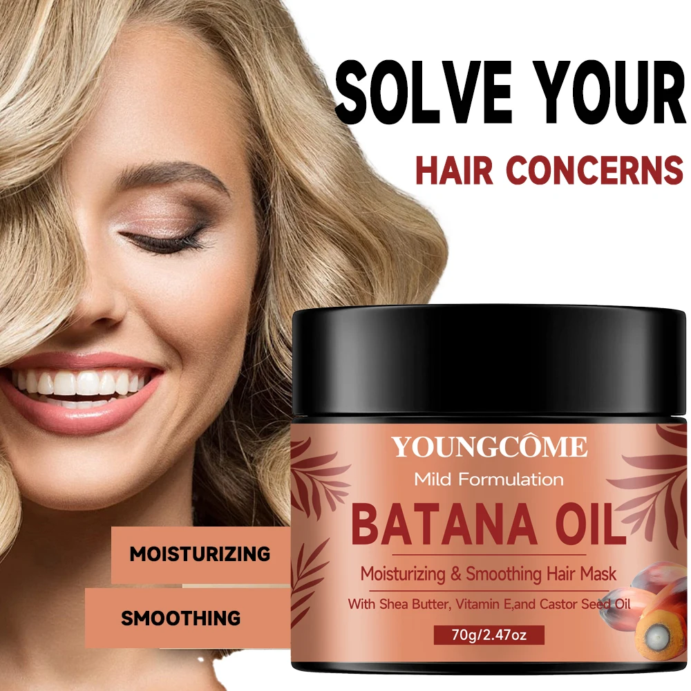 Batana Oil Hair Mask 100% Natural Unrefined Hair Growth Mask for Nourishes Dry Damaged Strengthens Hair Resilience with Hair