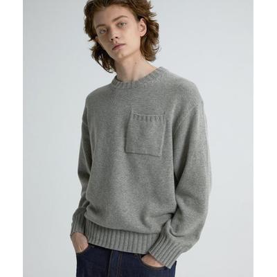 knitted Cash Wool Pocket Round Knit GRAY
