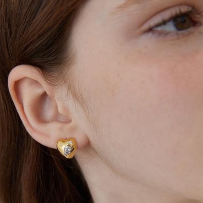 tatiana Witty cubic heart one-touch earrings EC1964