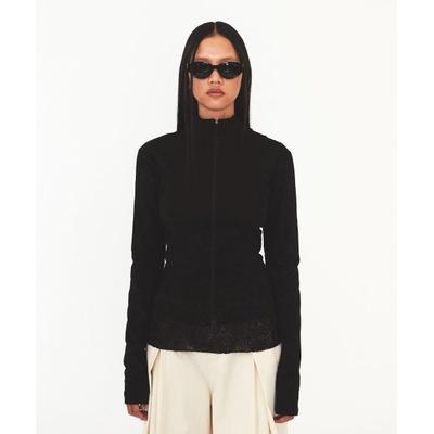diagonal BUSTIER RIBBED ZIP UP