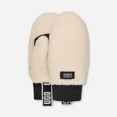 UGG ® Women's ®fluff Mitten With Logo Tape Fleece Gloves in Nimbus