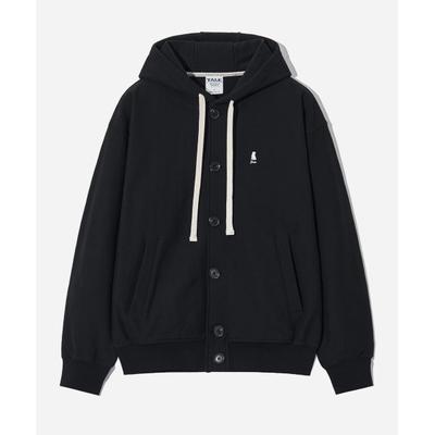 yale HEAVYWEIGHT REVERSE WEAVE BASEBALL HOODIE JACKET BLACK