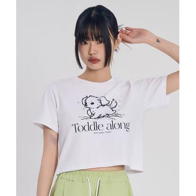 slowrecordhouse Toddle Puppy Crop Short Sleeve T-Shirt_White