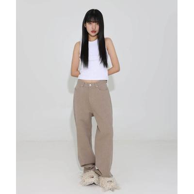 cheatoystr FLOWER PUNCHING COTTON PANTS / BEIGE