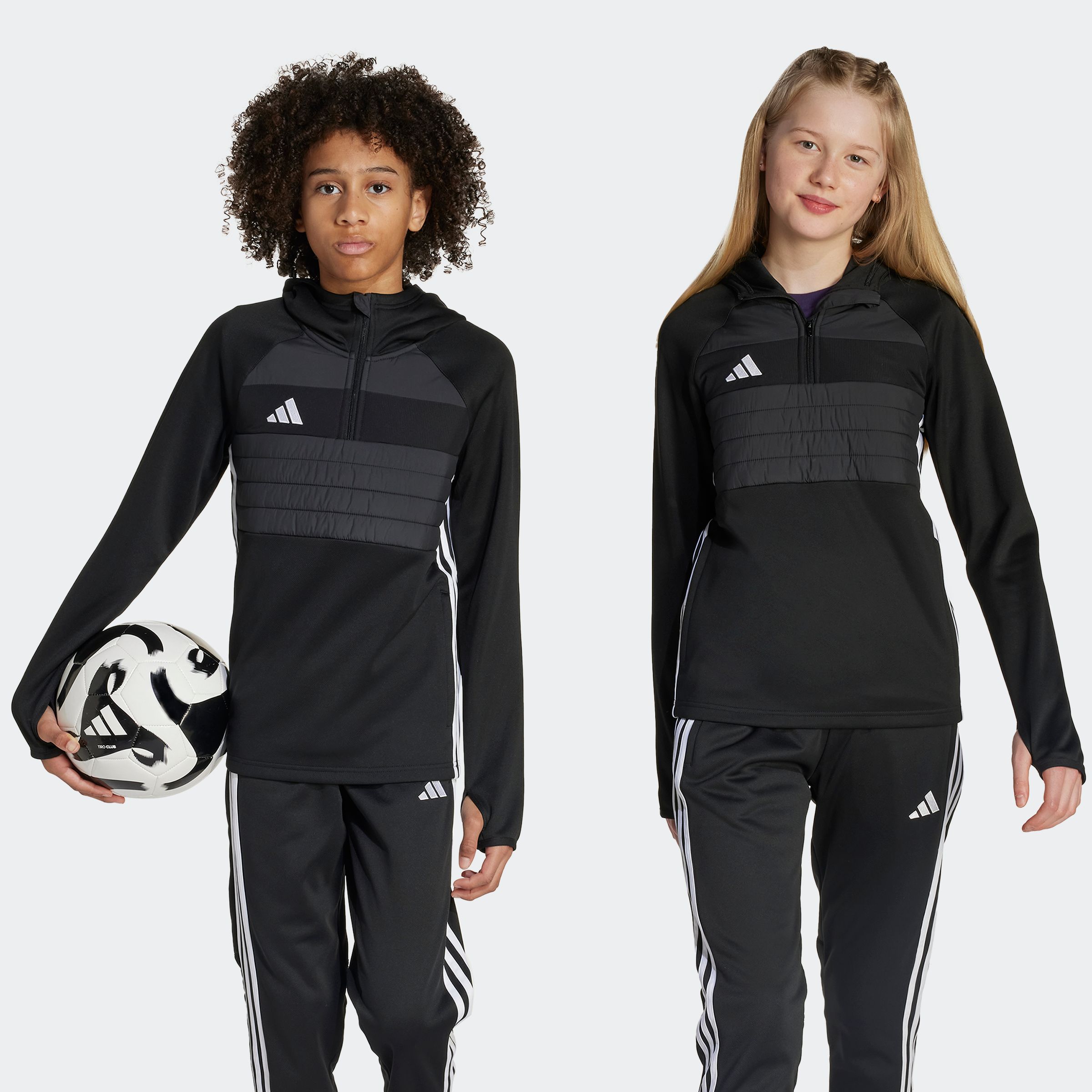 Kapuzensweatshirt ADIDAS PERFORMANCE "TIRO ES WINTOPY", Kinder, Gr. 140, weiß (schwarz, weiß), Obermaterial: 100% Polyester, Sweatshirts Image