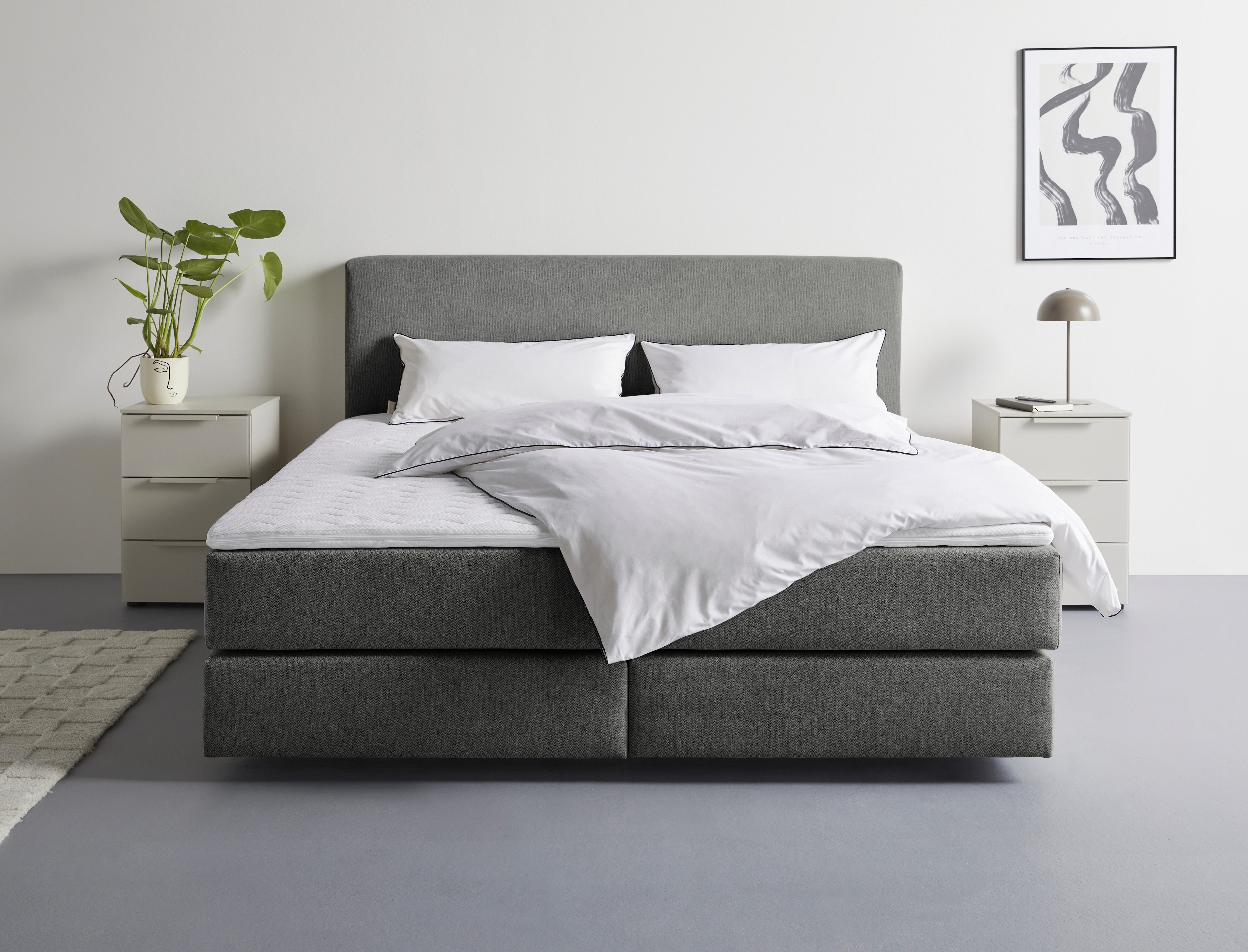 Boxspringbett "Zalia erhältlich in verschiedenen Breiten, inkl. Toppper", anthrazit, B:205cm L:217cm, LEGER HOME BY LENA GERCKE, Komplettbetten, wahlweise mit Bonnell- oder 7-Zonen-Tonnentaschenfederkern Image