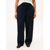 Anzughose TOMMY HILFIGER CURVE "CRV PUNTO RLXD STRAIGHT PANT", Damen, Gr. 54, N-Gr, blau (schwarz night navy), Web, Obermaterial: 68% Polyester, 28% Viskose, 4% Elasthan, unifarben, casual, relaxed fit, Hosen, in großen Größen
