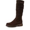 Stiefel TAMARIS, Damen, Gr. 39, Normalschaft, braun (mokka), Veloursleder, unifarben, modisch, Schuhe, Blockabsatz, Langschaftstiefel mit slouchy Falten am Schaft