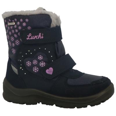 Winterboots LURCHI "Kimiko SYMPATEX", Kinder, Gr. 26, bunt (dunkelblau, lila), Lederimitat, Textil, Glitzer, modisch, Schuhe, Boots mit Schneeflocken Print, Größenschablone zum Download Image