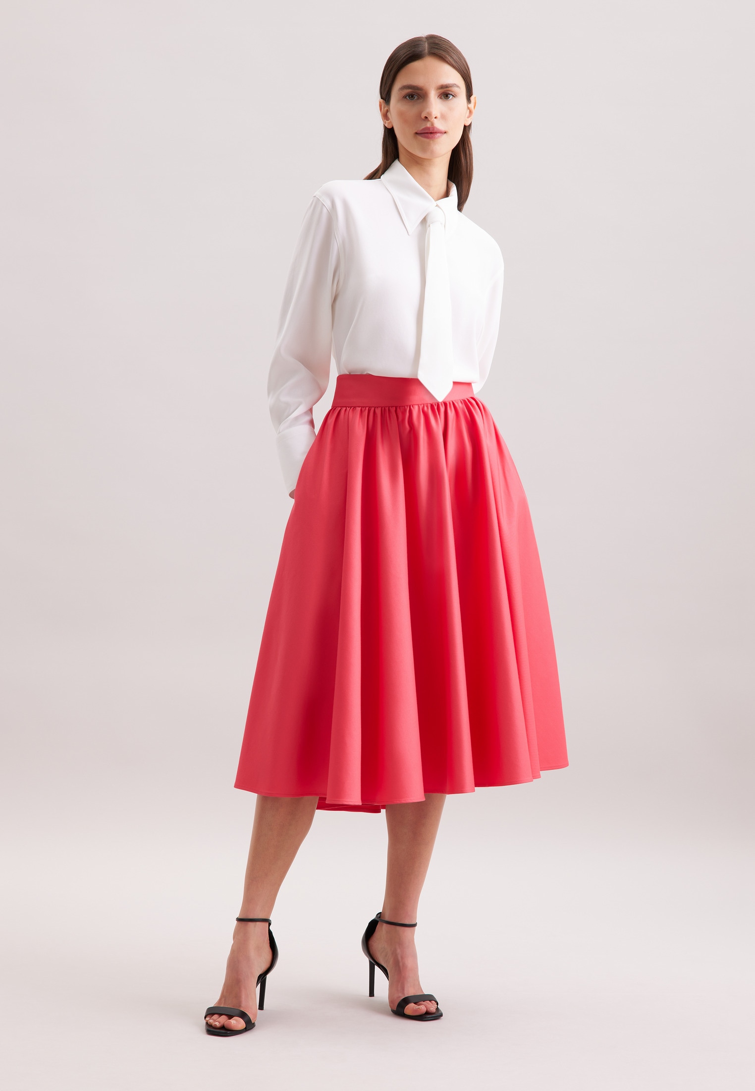 Midirock SEIDENSTICKER, Damen, Gr. 42, pink, 49% Baumwolle, 46% Polyester, 5% Elasthan, unifarben, normal, Röcke Image