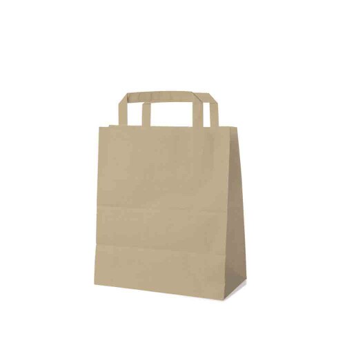 250 Braune Papiertragetaschen 18 + 8 x 22 cm – Einkaufstaschen mit Innenhenkel Image