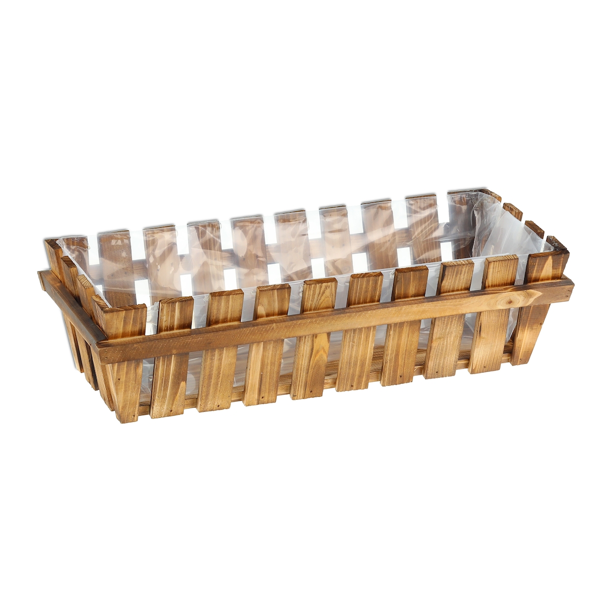 Relaxdays Blumenkasten, 3er Set, Holz, Lattenoptik, Fensterbank und Balkon, HxBxT 12 x 45 x 19,5 cm, Balkonkasten, natur Image