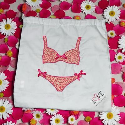 Victoria's Secret Bags | Victorias Secret Travel Lingerie Laundry Bag Tote Pouch Drawstring Love Vacation | Color: Pink/White | Size: Os