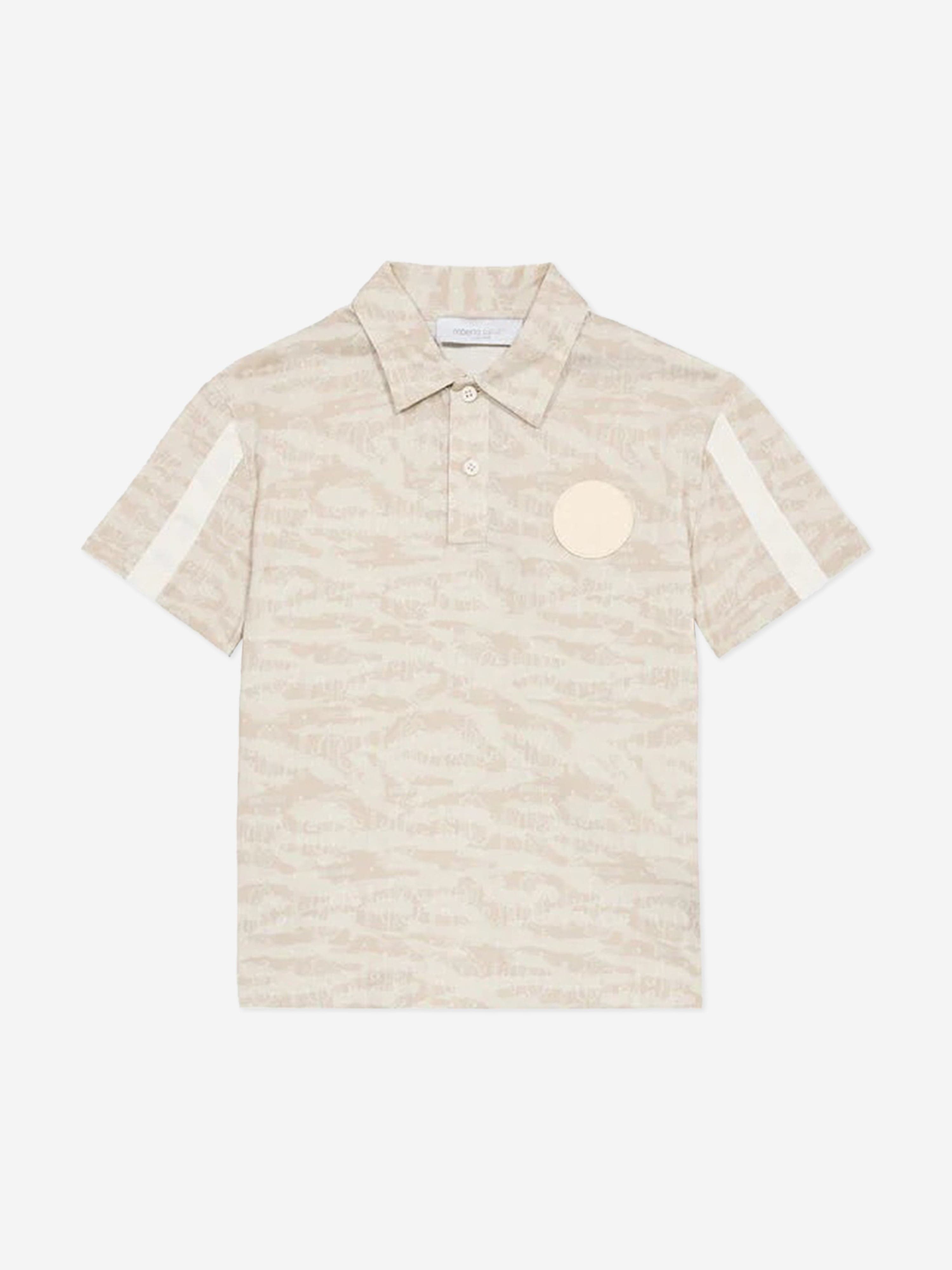 Roberto Cavalli Boys Zebra Print Polo Shirt in Beige - Size 12Y | Roberto Cavalli Sale | Discount Designer Brands