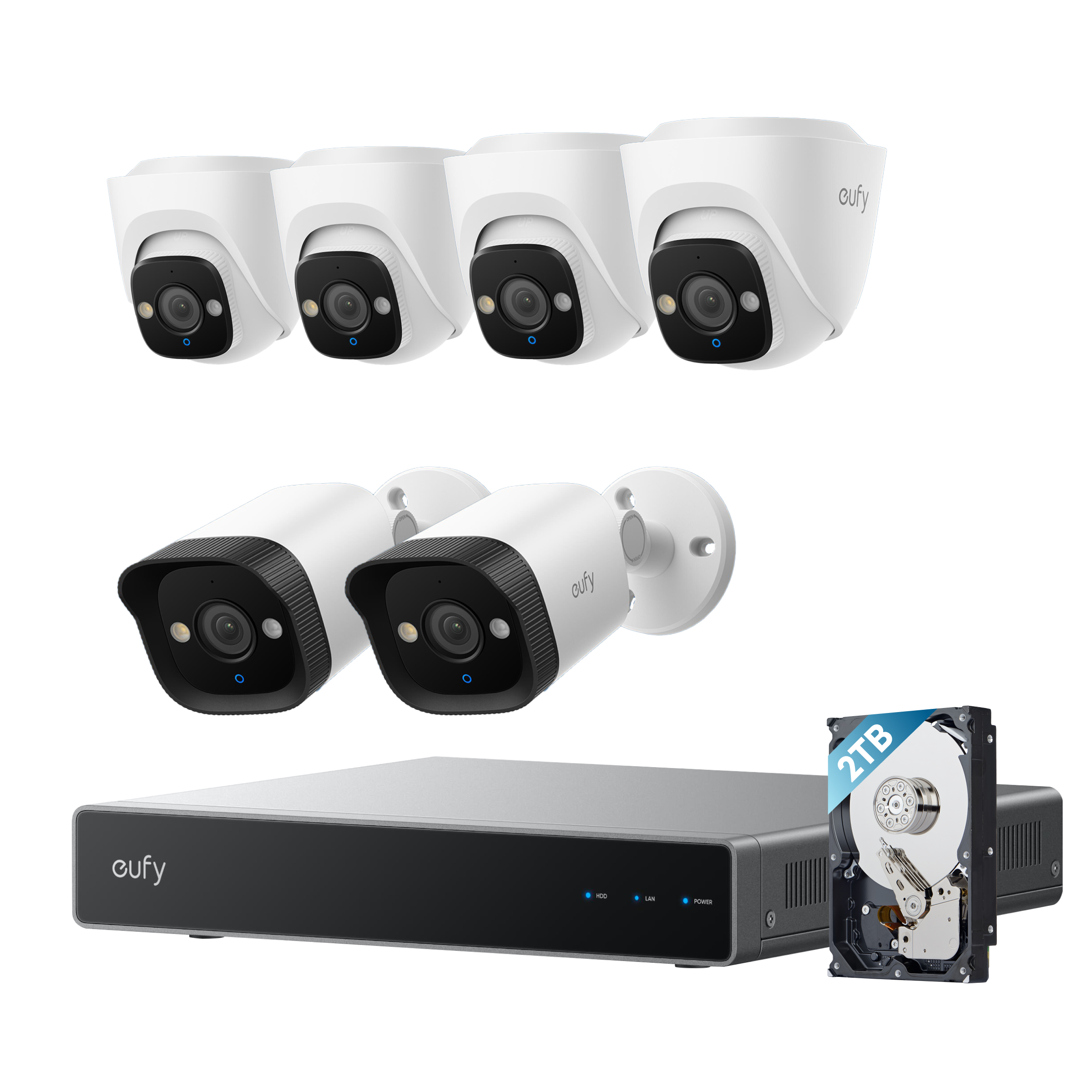 eufy PoE NVR CCTV Security System E41 (4 PoE E41 Add-on Cams) + 2 PoE E40 Add-on Cams + 2 TB HDD