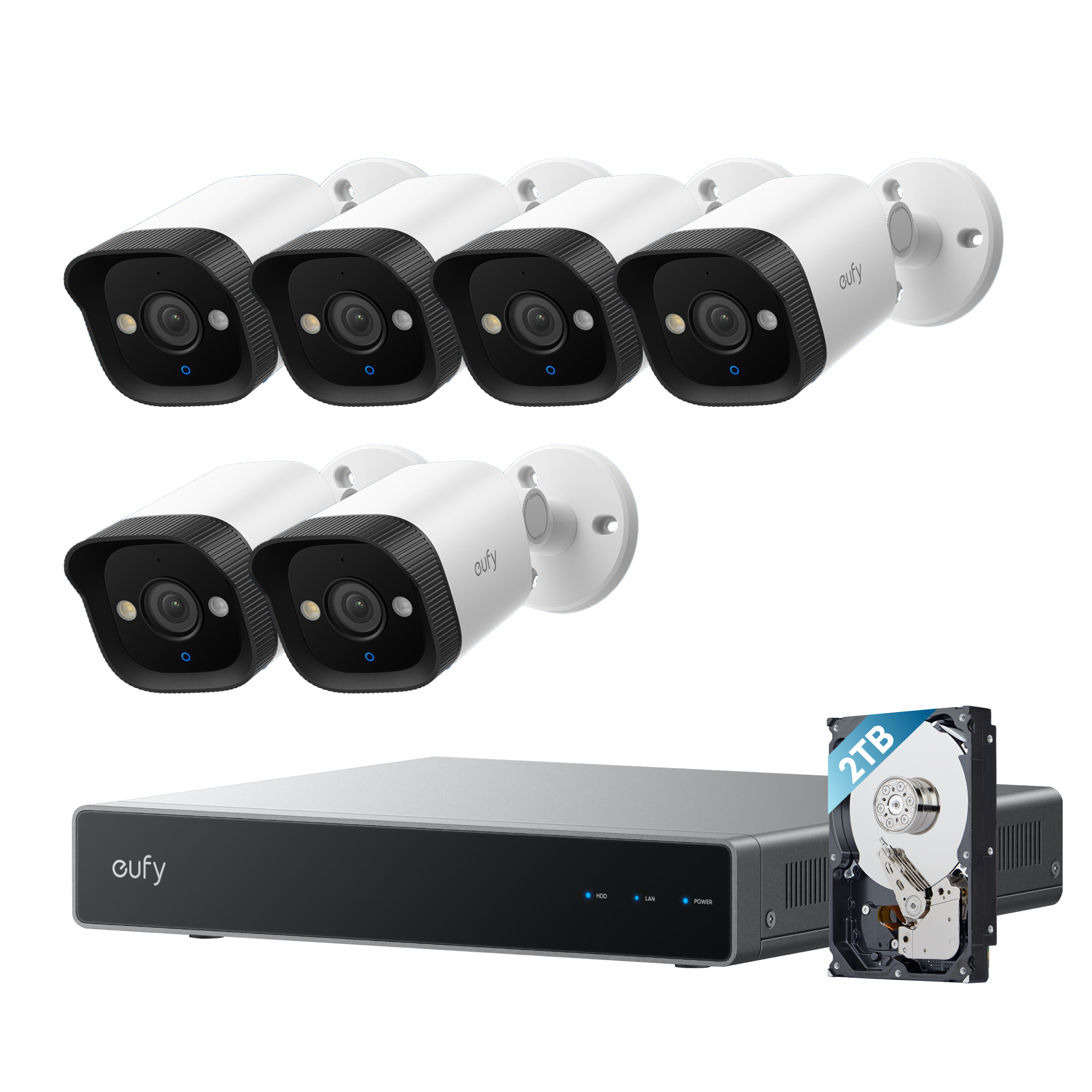 eufy PoE NVR CCTV Security System E40 (6-Cam Kit) + 2 TB HDD