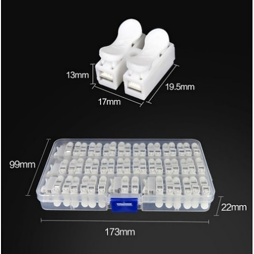 Push-Quick-Wire-Kabelverbinder, LED-Presstyp, Fast CH 2, Zweiwege-Elektrokabel-Klemmenblock, flammhemmende Spleißverbindung, 55-teilig, langlebiges Haushaltsverkabelungs-Anschlussset für Heimwerker Image