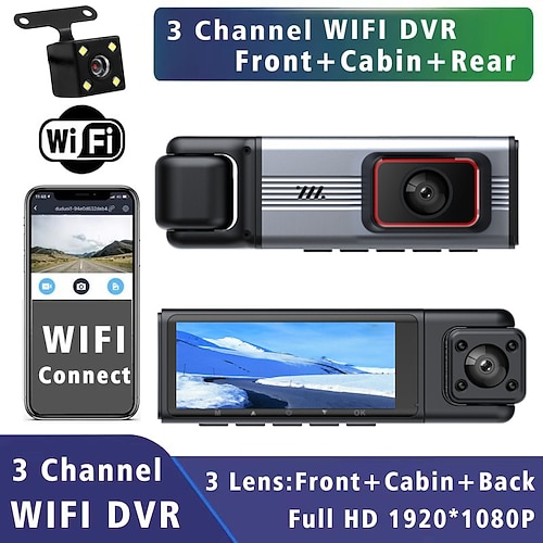 1080p Full HD Auto-DVR 3 Zoll IPS Dashcam mit WLAN/Nachtsicht/Loop-Aufnahme 4 Infrarot-LEDs Auto-Recorder Image