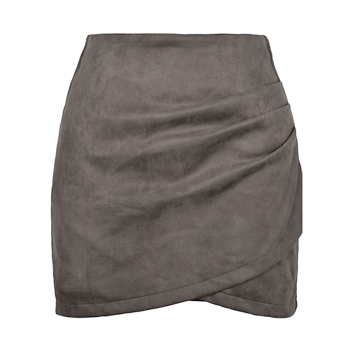 Damen Elegant Mode Mini Hohe Taille Röcke Einfach Mikroelastisch Straße Date Schwarz Rosa Khaki Grau Frühling Velourleder Image