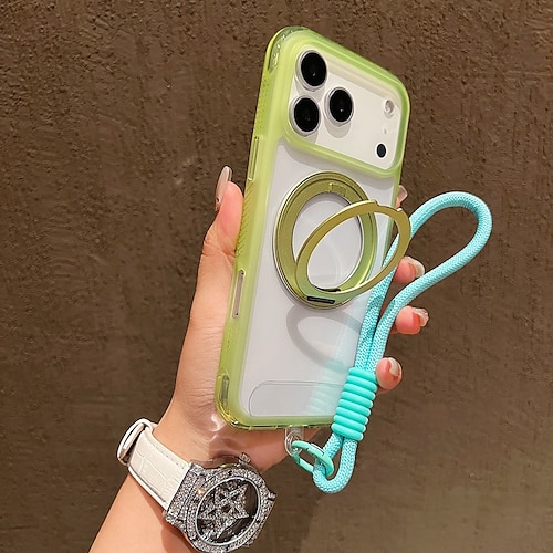 Handy Hülle Handyhüllen Für iPhone 17 Pro Max 17 Air 16 15 14 Pro Max Plus 13 Pro Max Rückseite mit Trageriemen Unterstützt kabelloses Laden Ständer Retro TPU Acryl Image