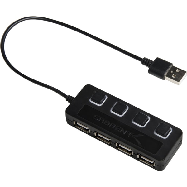 Sabrent 4-Port Usb 2.0 Hub With Individual Power Switches And Leds (Hb-Umls) - Usb - External - 4 Usb Port(S) - 4 Usb 2.0 Port(S)