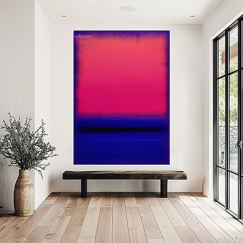 handgemalte Leinwandkunst von Mark Rothko, Reproduktion, Rothko-Wandkunst, abstrakte Leinwand-Wandkunst, rote und gelbe Mischung, abstrakte Malerei, Minimalismus-Kunst, Gemälde, Heimdekoration, Image
