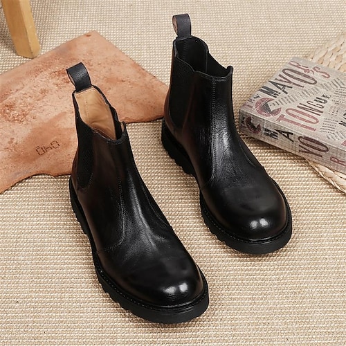 Herren-Chelsea-Stiefel aus braunem Leder – klassische Schlupfstiefeletten mit elastischen Seiteneinsätzen für Business, Freizeit und Alltag Image