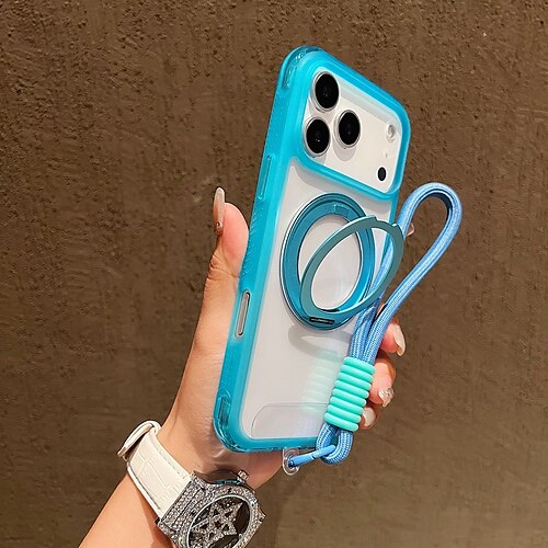 Handy Hülle Handyhüllen Für iPhone 17 Pro Max 17 Air 16 15 14 Pro Max Plus 13 Pro Max Rückseite mit Trageriemen Unterstützt kabelloses Laden Ständer Retro TPU Acryl Image