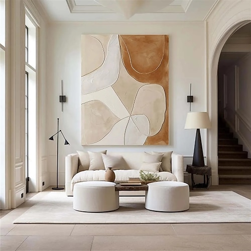 Ölgemälde handgemalt quadratisch abstrakt klassische Gemälde reines handgemaltes Ölgemälde braun modernes hängendes Gemälde schwarz weiß abstrakt für Heimdekoration Gemälde Wandkunst Image