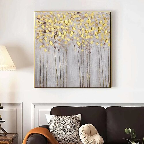 Ölgemälde handgemachte handbemalte Wandkunst moderne Goldfolie Baum abstrakte Heimtextilien Dekor gerollte Leinwand kein Rahmen ungedehnt Image