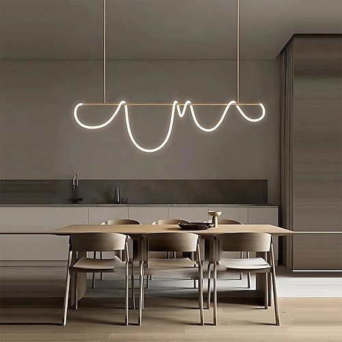 LED-Pendelleuchte im nordischen Stil, modernes, schlichtes amerikanisches Design, luxuriöse Barbeleuchtung, kreatives Design, lange Wohnzimmer- und Restaurantbeleuchtung Image