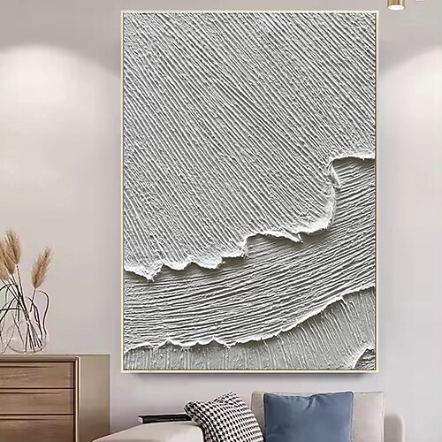 handgefertigtes Ölgemälde auf Leinwand, Wandkunst, Dekoration, einfache abstrakte Textur, Meereswelle für die Inneneinrichtung, gespannter Rahmen, hängendes Gemälde/gerolltes rahmenloses, ungespanntes Image