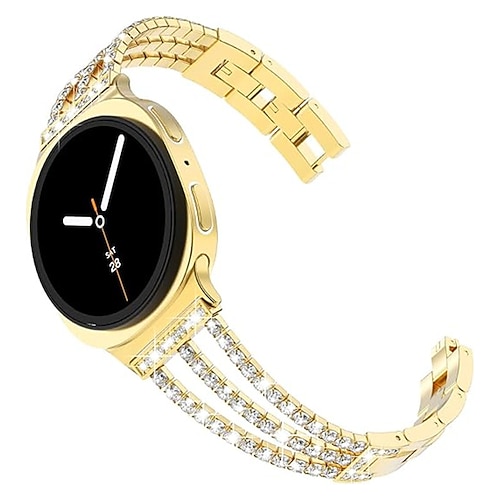 Uhrenarmband für Samsung Galaxy Uhr 8 40/44mm Watch 8 Classic 46 mm Watch 7/6/5/4 40/44mm, Watch 5 Pro 45mm, Watch 6 Classic 43/47mm, Watch 4 Classic 42/46mm Edelstahl Ersatz Gurt Bling-Diamant Image