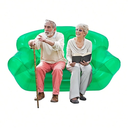 1 aufblasbares Sofa für 2 Personen zum Campen und Entspannen im Freien – tragbare Air-Lounge mit Pumpe, faltbare Campingmatratze, Loungebank für die Mittagspause, leicht und einfach zu tragen für